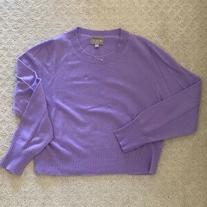 J. Crew Women's Lavender 100% cashmere cropped Crew Neck Sweater NWOT size XL